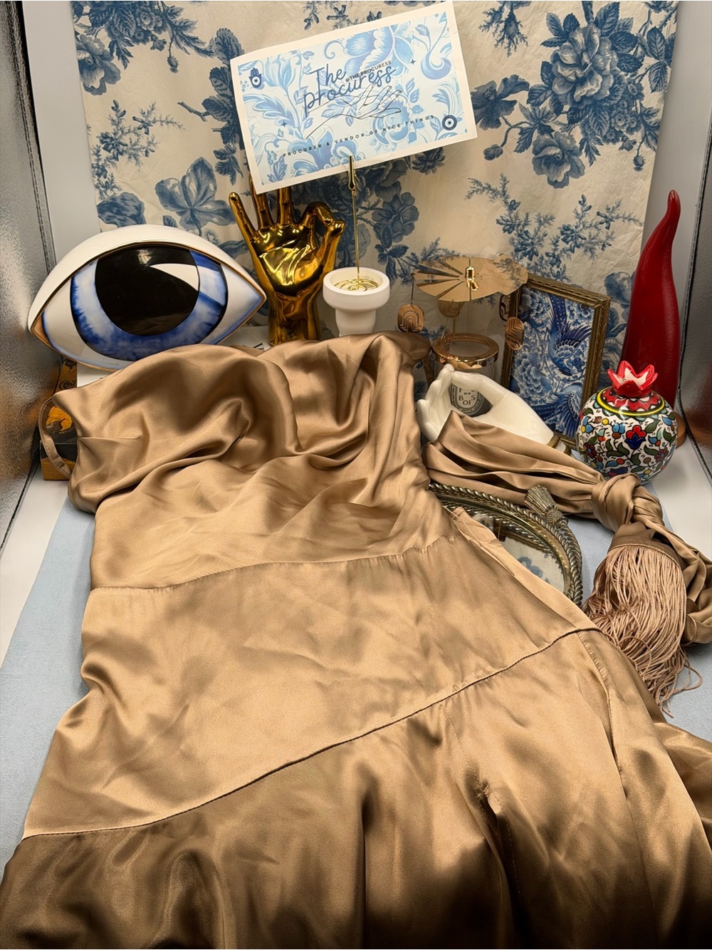 🆕 BRONX & BANCO 🧿 NWOT Leo Caramel Silk-Blend Maxi Dress, Sz S US 4 - Picture 11 of 12